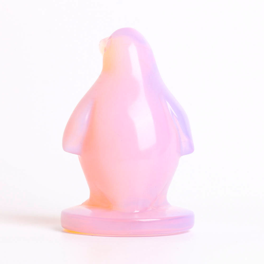 3" Pink Opalite Penguin Crystal Carvings for Collection