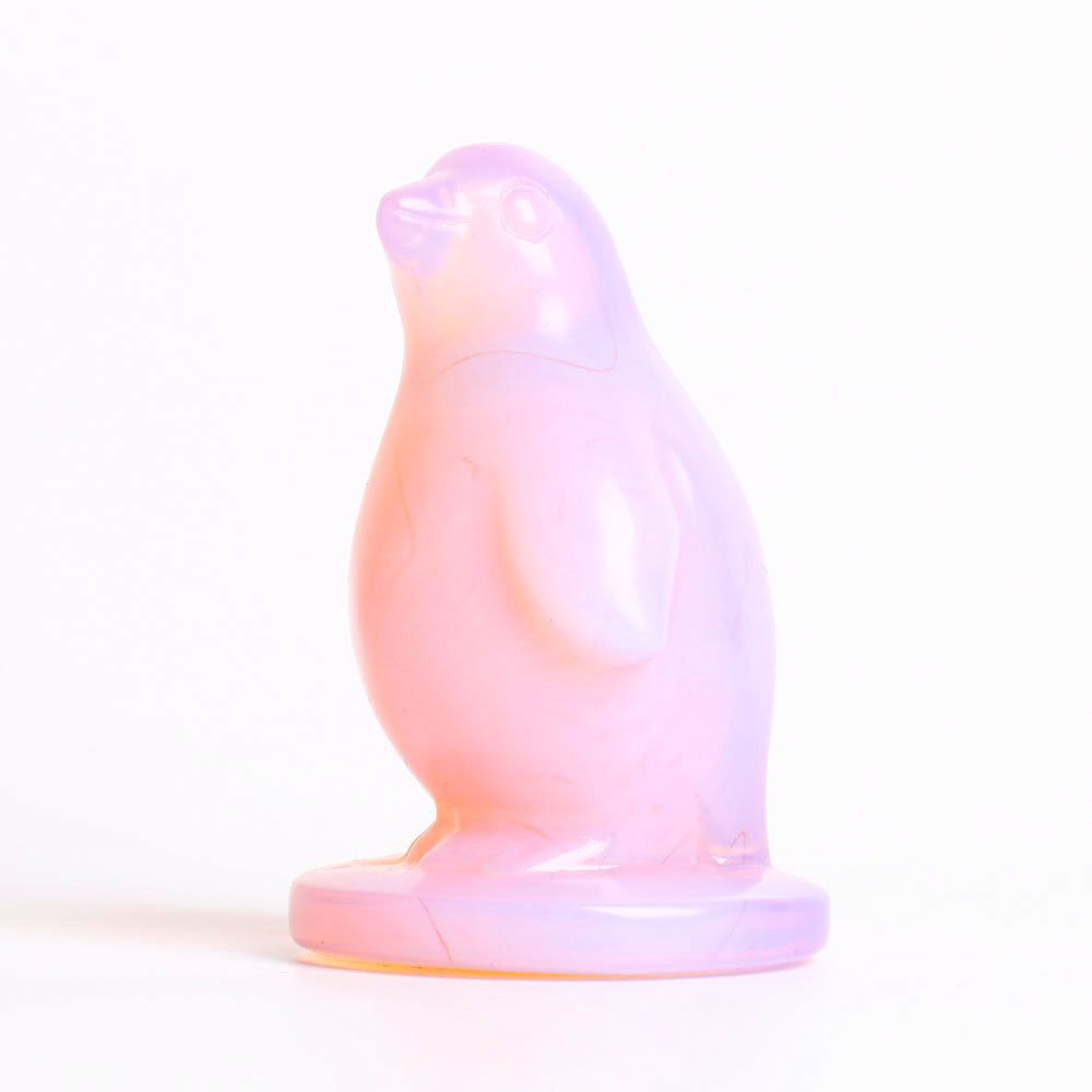 3" Pink Opalite Penguin Crystal Carvings for Collection