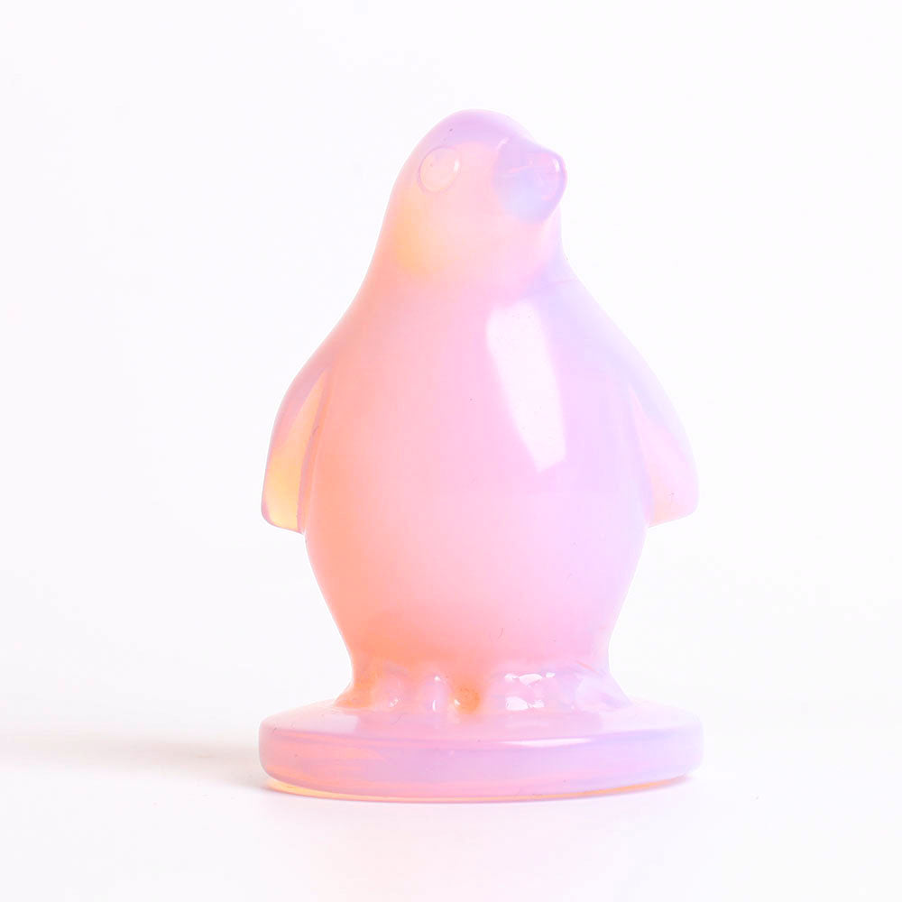 3" Pink Opalite Penguin Crystal Carvings for Collection