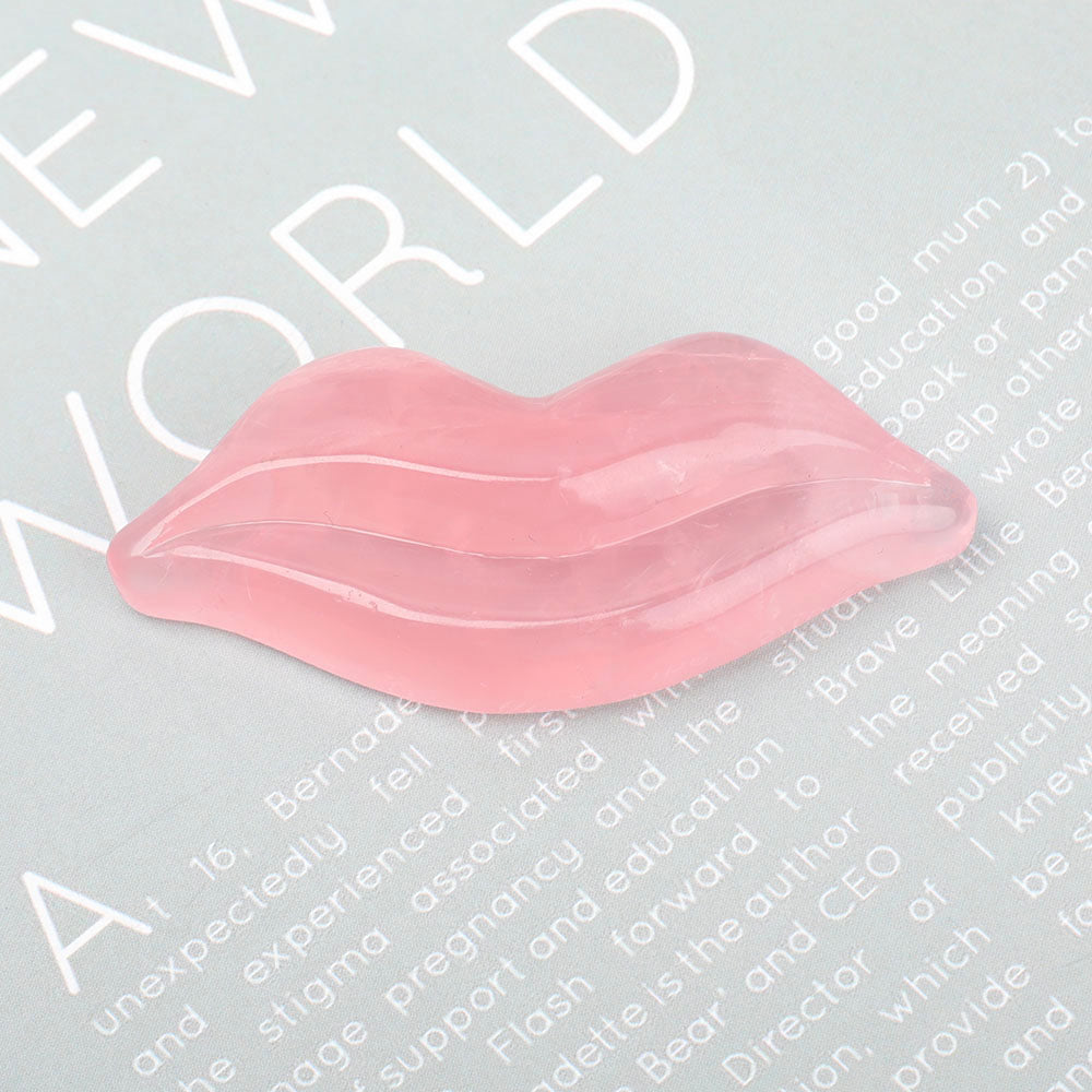 Rose Quartz Lips Shape Crystal Carving