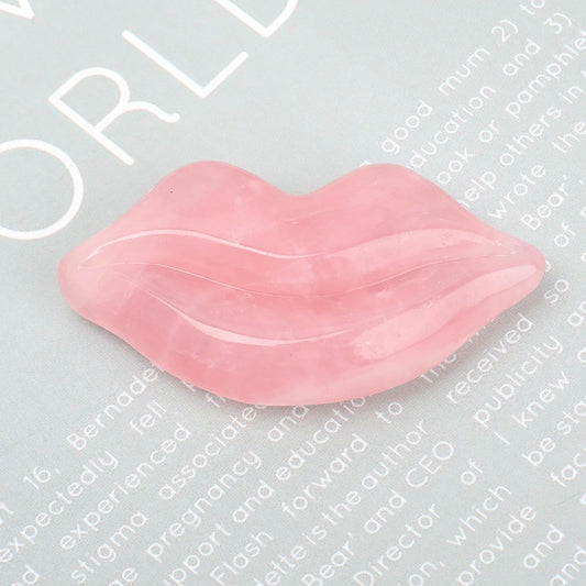 Rose Quartz Lips Shape Crystal Carving