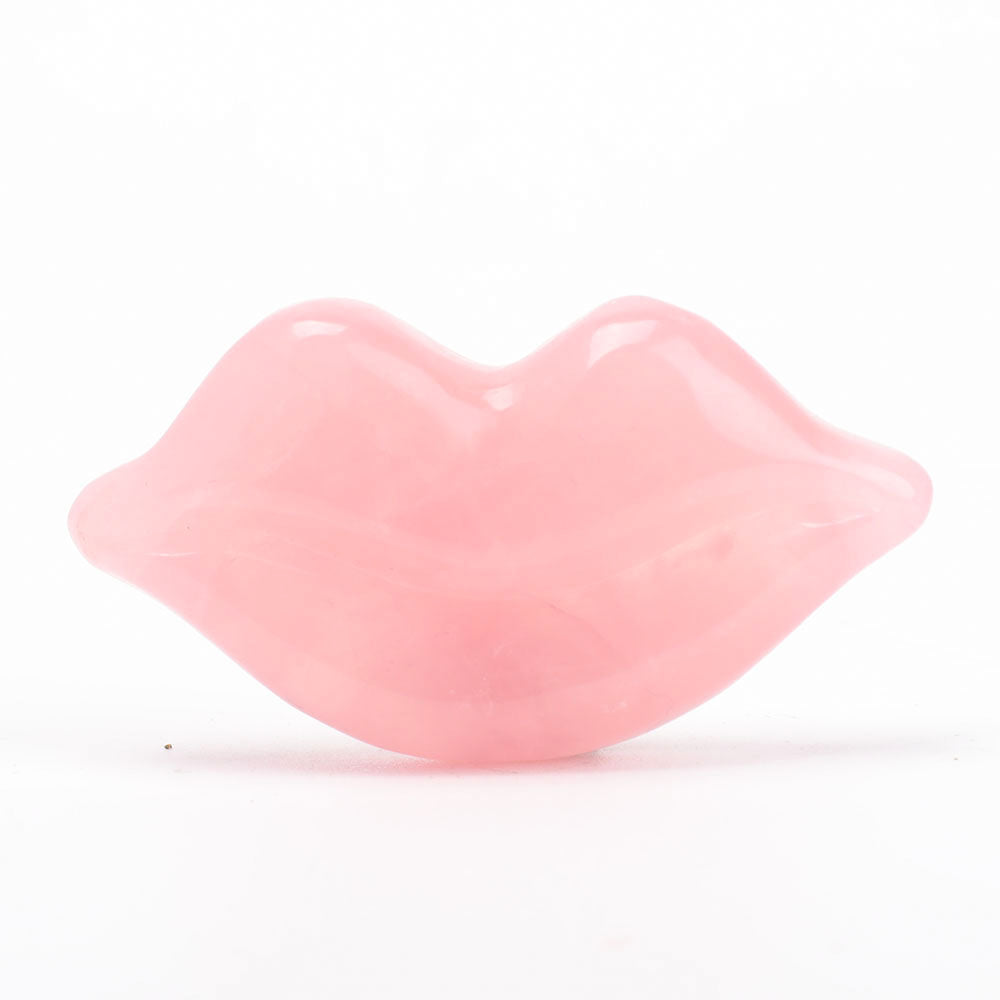 Rose Quartz Lips Shape Crystal Carving