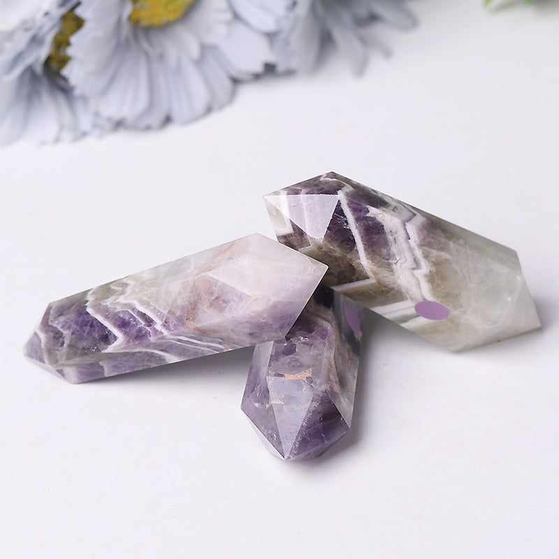 Hot Sale Crystals Healing Stones Dream Amethyst Double Point Crystal Tower Chevron-Amethyst
