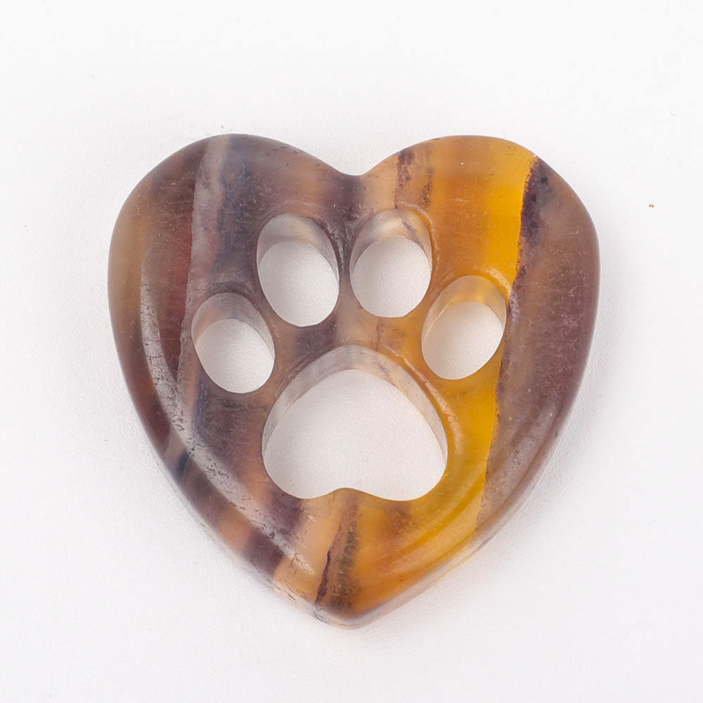 Fluorite Heart Shape with Claw Crystal Carving