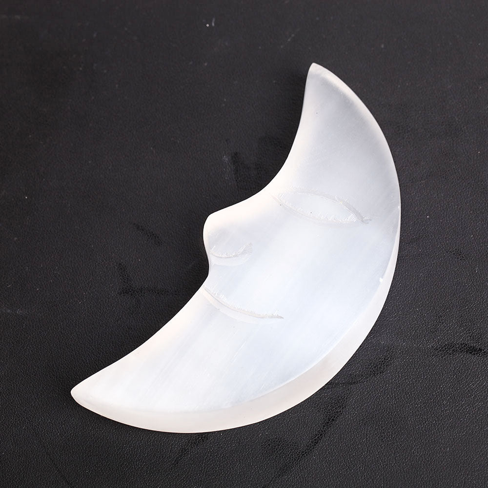 Selenite Moon Crystal Carvings 5.85"