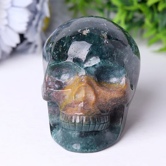 Ocean Jasper Crystal Skull Carvings for Halloween