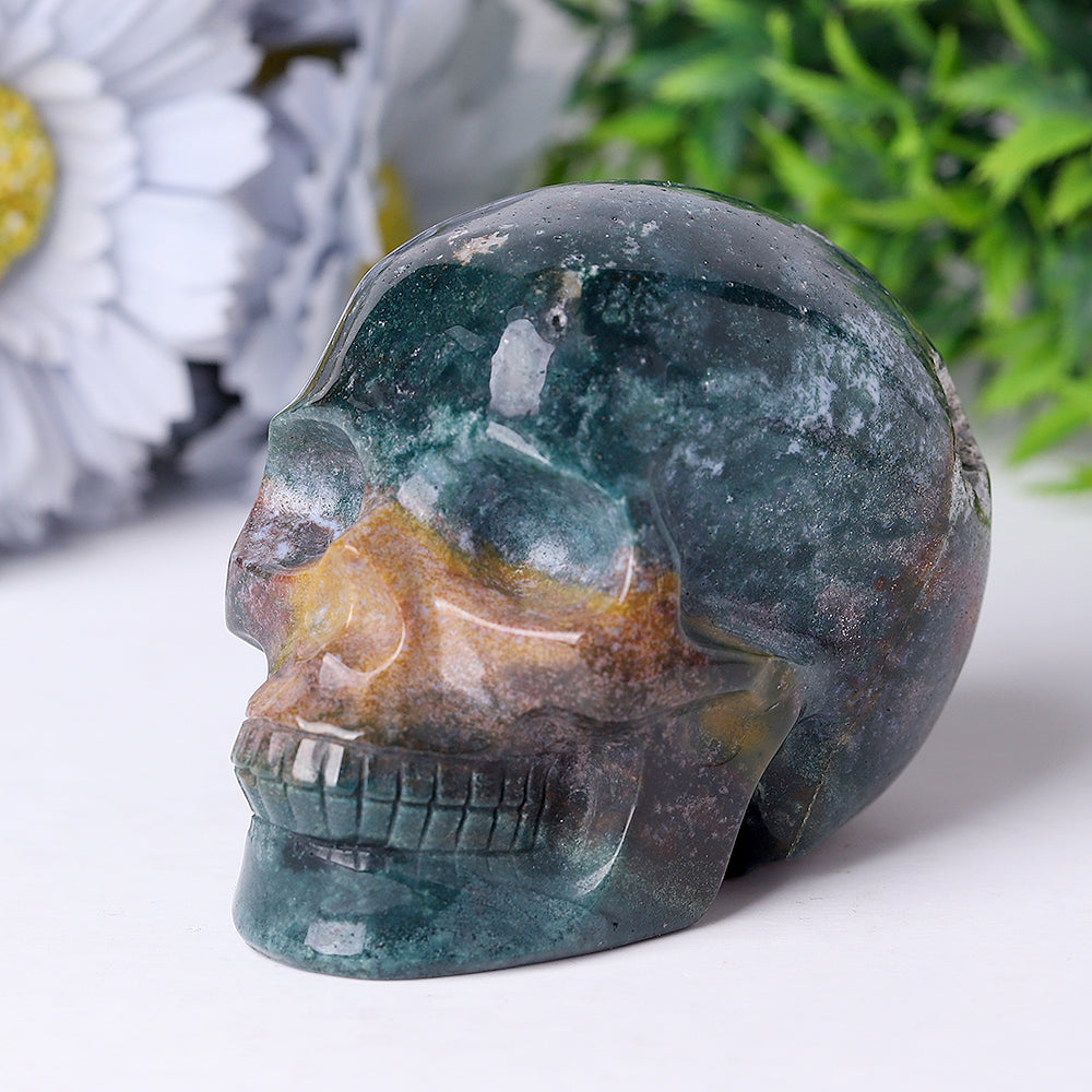 Ocean Jasper Crystal Skull Carvings for Halloween