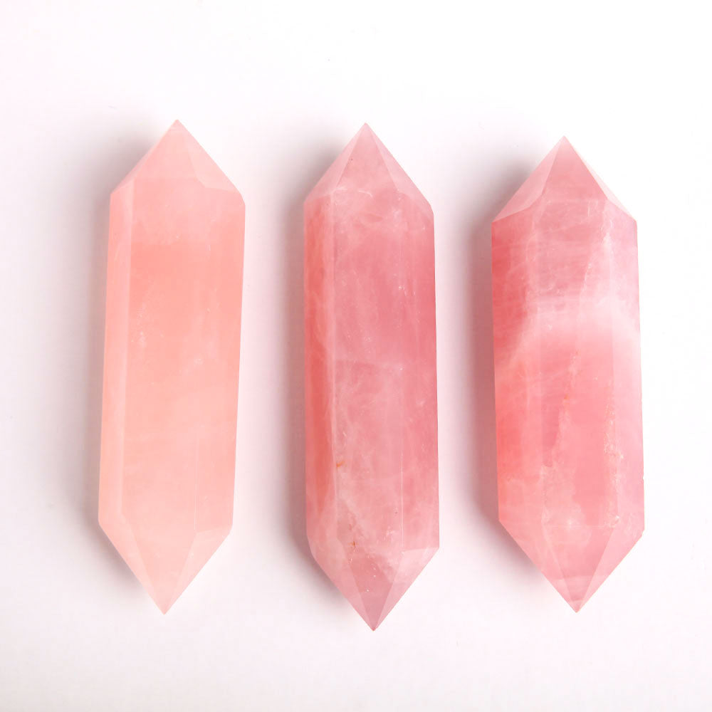 Set of 3 Rose Quartz Double Terminated Crystal Point