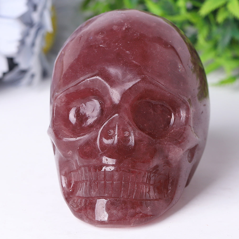 Strawberry Quartz Crystal Skull Carvings for Halloween