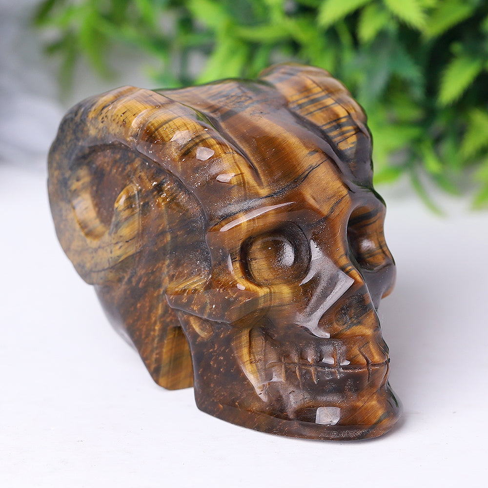 Tiger Eye Crystal Skull Carvings for Halloween