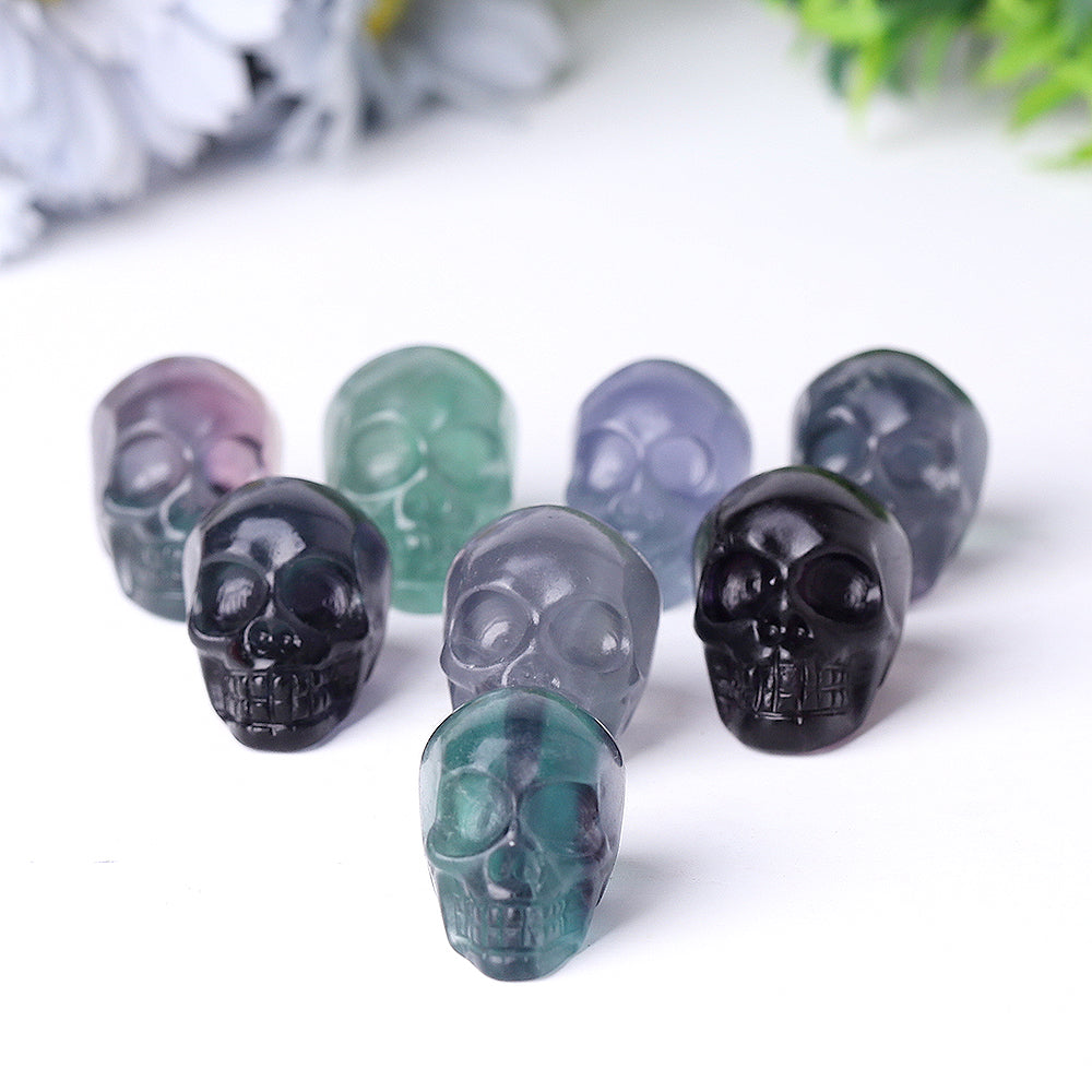 Mini Fluorite Crystal Skull Carvings for Halloween