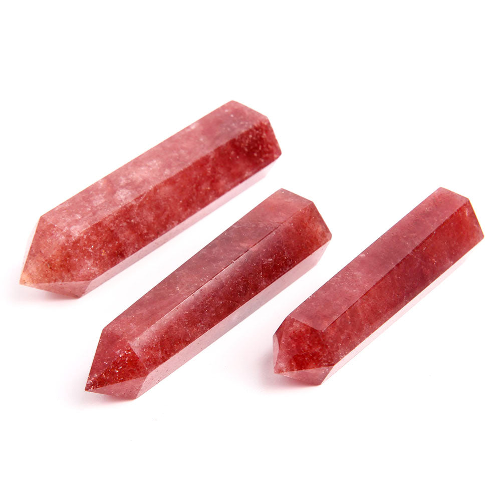 Set of 3 Strawberry Quartz Crystal Point