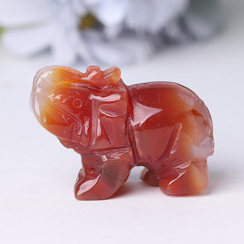 2" Wholesale Natural High Quality Beautiful Hand Carved Carnelian Elephant Crystal Figurine For Decoration