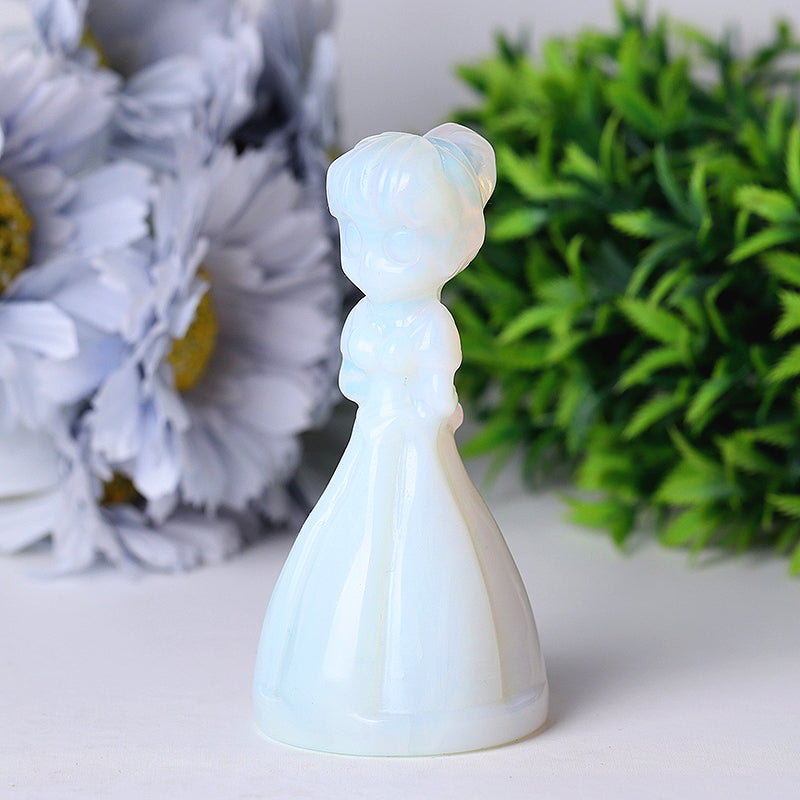 4" Wholesale Opalite Snow White Princess Carvings for Decoration