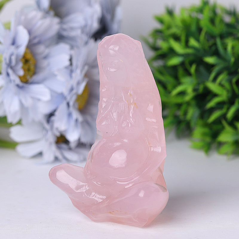 Rose Quartz Mother Earth Crystal Carvings