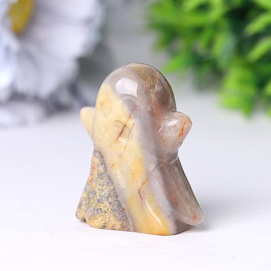 2" Crazy Agate Ghost Crystal Carving for Halloween
