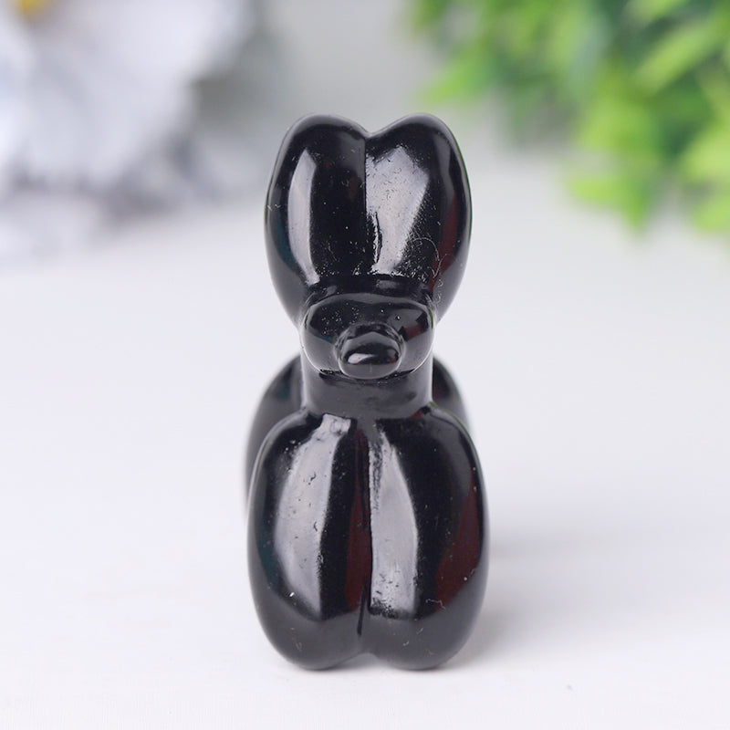2.5" Black Obsidian Balloon Dog Crystal Carvings