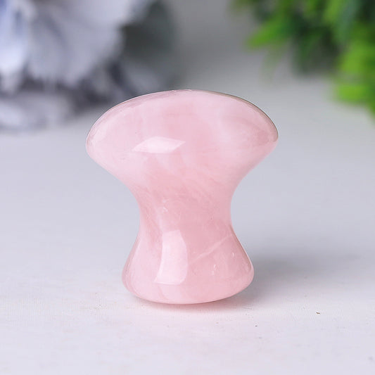 1.5" Natural Rose Quartz Gua Sha Mushroom for Body Massage