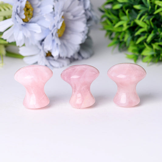 1.5" Natural Rose Quartz Gua Sha Mushroom for Body Massage