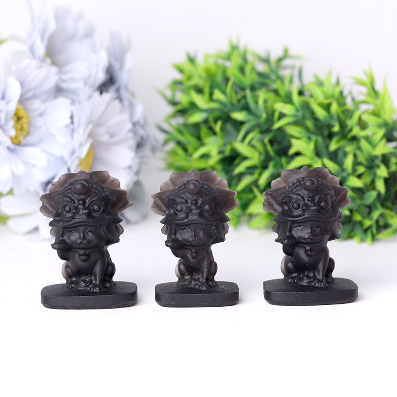 Black Obsidian Fortune Cat Crystal Carving for Decoration