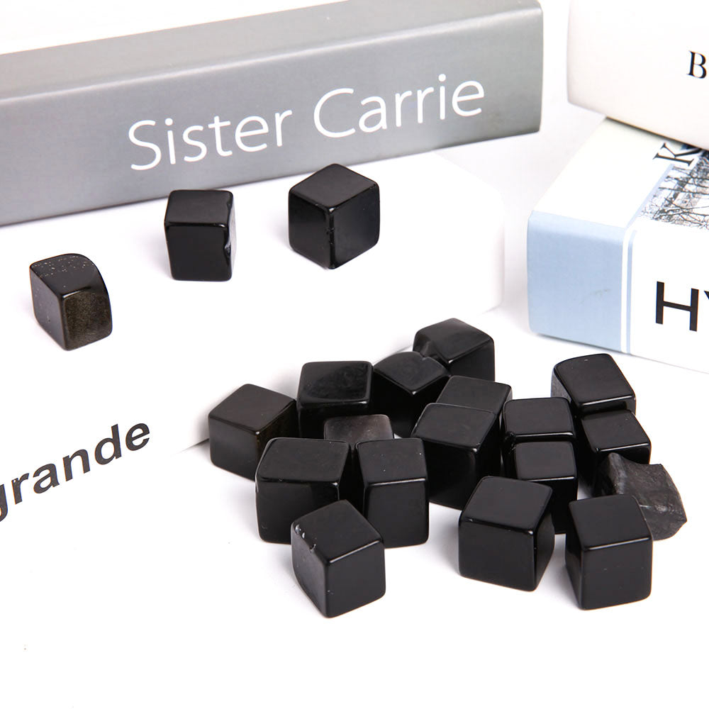 Black Obsidian Crystal Cubes Shape Stone