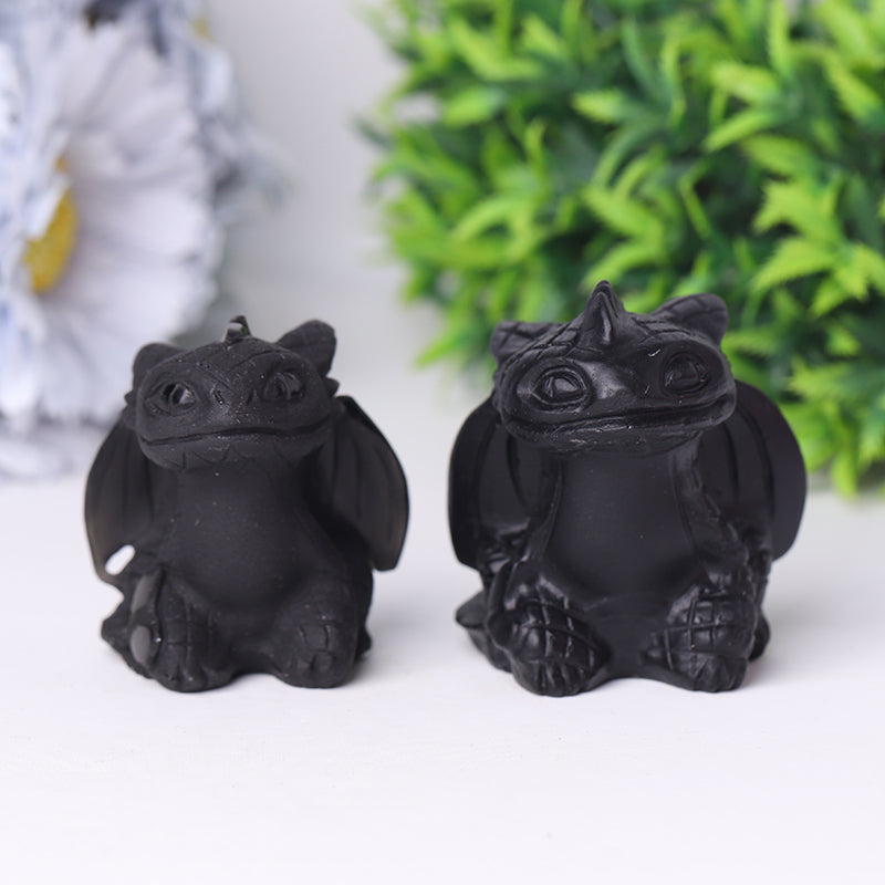 Black Obsidian Toothless Crystal Carvings