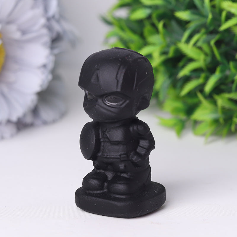 Black Obsidian American Captain Crystal Carvings