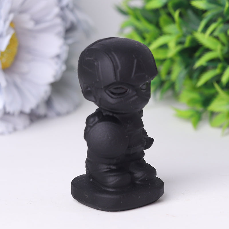 Black Obsidian American Captain Crystal Carvings