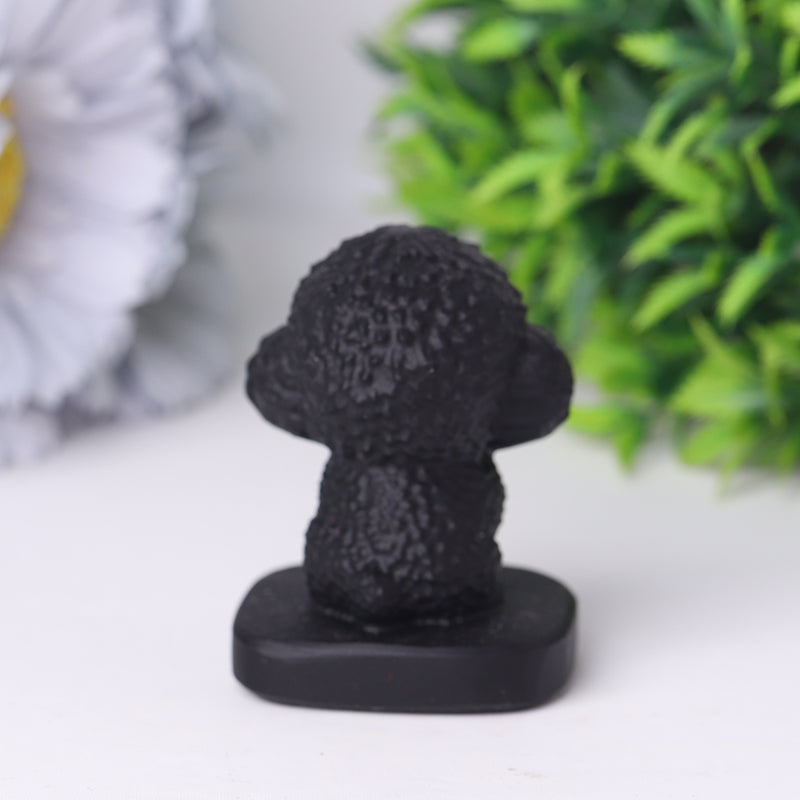 Black Obsidian Teddy Dog Crystal Carvings