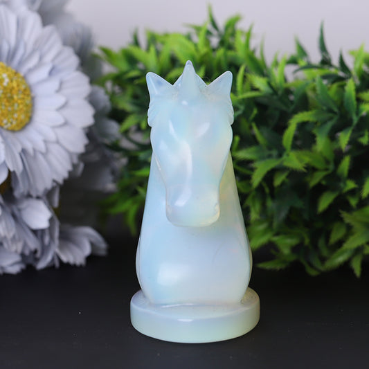 4" Opalite Unicorn Carving Crystal Carving for Collection