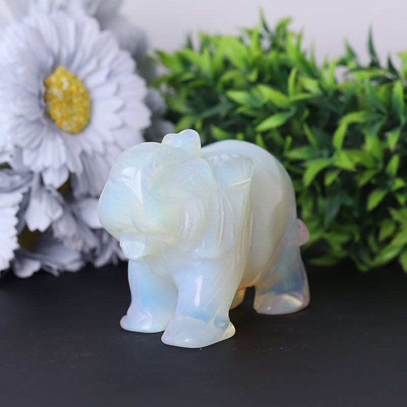 Opalite Elephant Crystal Carvings