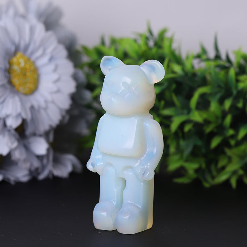 Opalite Bear Brick Crystal Carvings