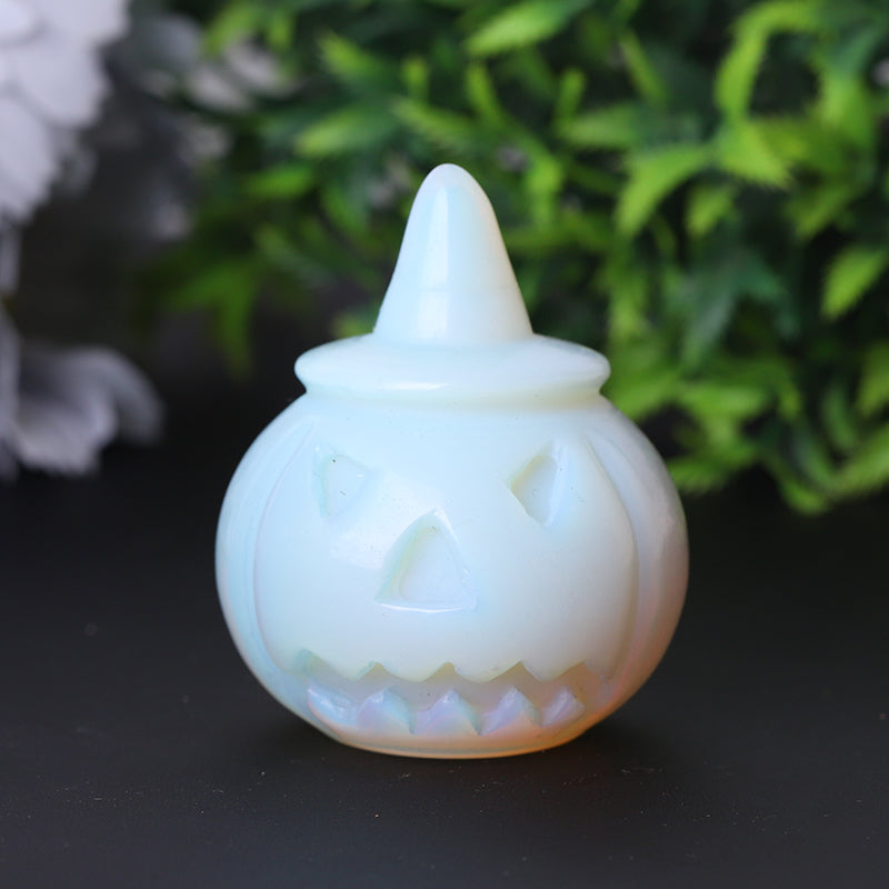 2" Opalite Pumpkin Crystal Carvings for Halloween