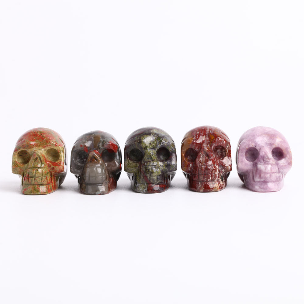 2" Dragon Blood Stone Crystal Skull Carvings for Halloween