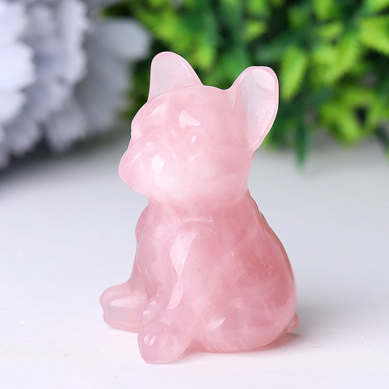 Rose Quartz Dog Crystal Carvings