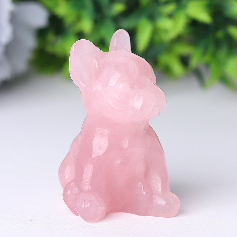 Rose Quartz Dog Crystal Carvings