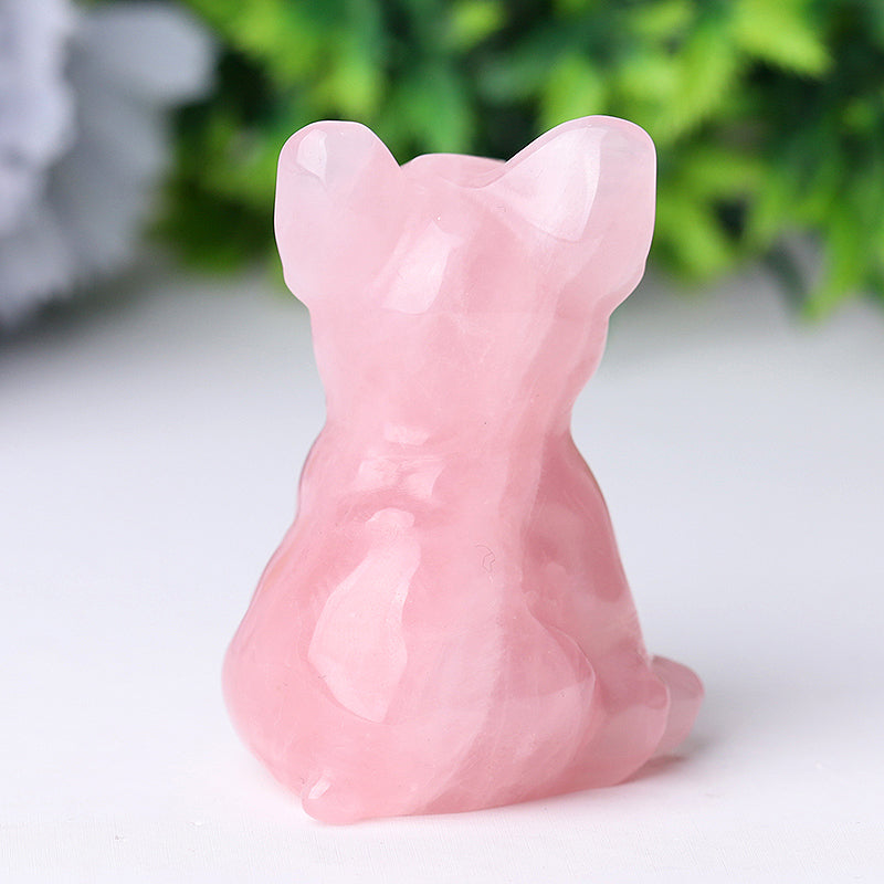 Rose Quartz Dog Crystal Carvings