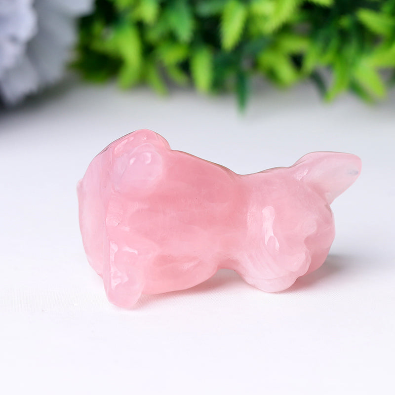 Rose Quartz Dog Crystal Carvings