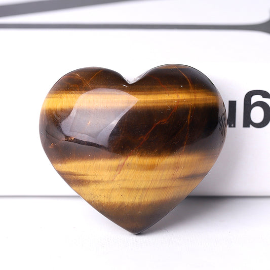 2" Tiger's Eye Heart Crystal Carvings