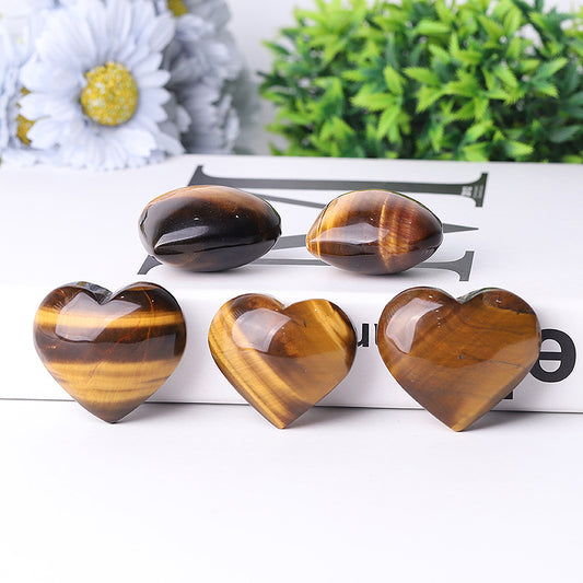 2" Tiger's Eye Heart Crystal Carvings