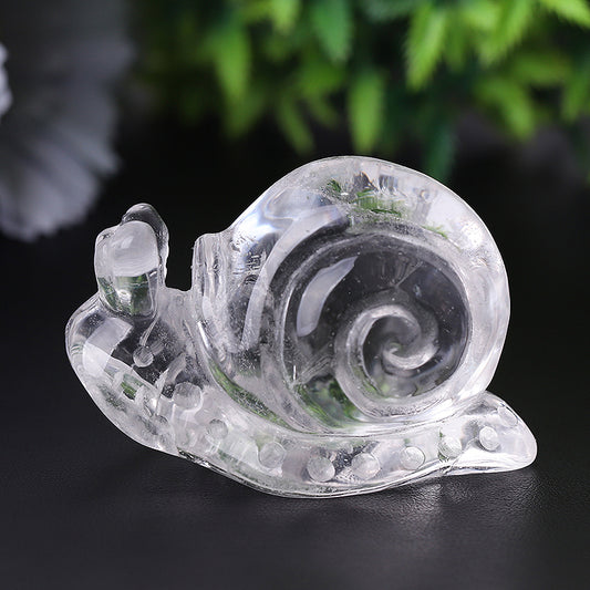 1.2-1.5" Clear Quartz Snail Crystal Carvings