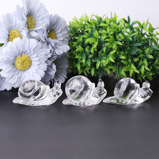 1.2-1.5" Clear Quartz Snail Crystal Carvings