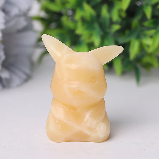 2.0"-3.0" Orange Calcite Pikachu Crystal Carvings