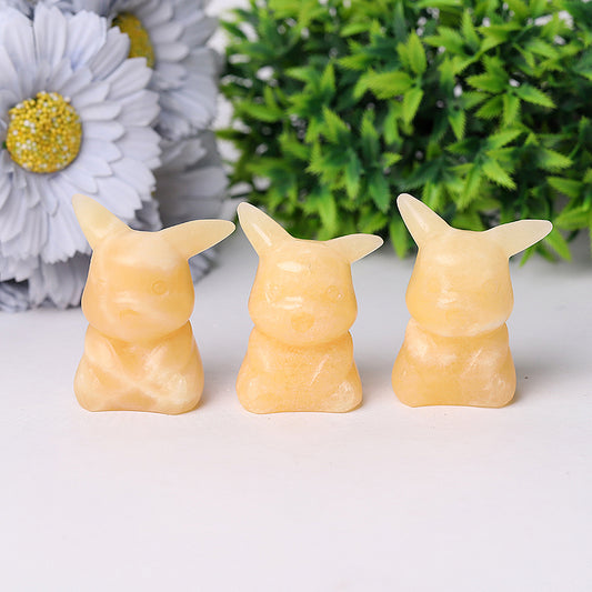 2.0"-3.0" Orange Calcite Pikachu Crystal Carvings