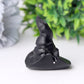2" Black Obsidian Witch Hat Crystal Carving Halloween Gift