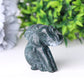 2" Moss Agate Elephant Crystal Carvings