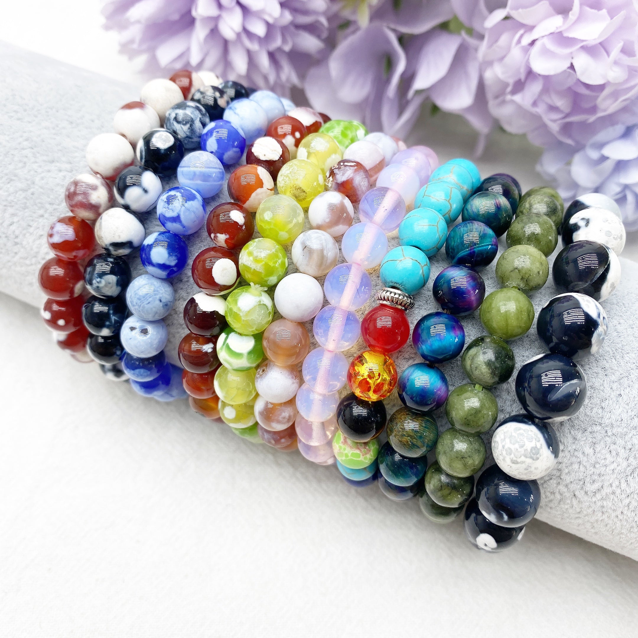 Set of 24 Chakra Crystal Chip Bracelets in Display Box - Something  Different Wholesale