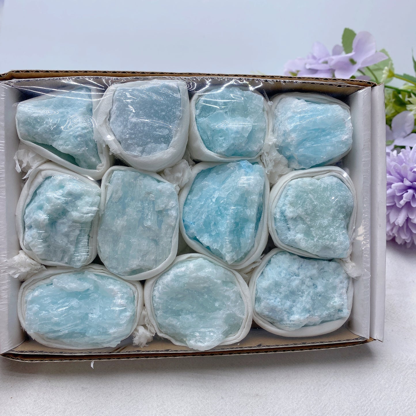 Blue Aragonite Raw Stone Collection Box Crystal Healing Bulk Wholesale