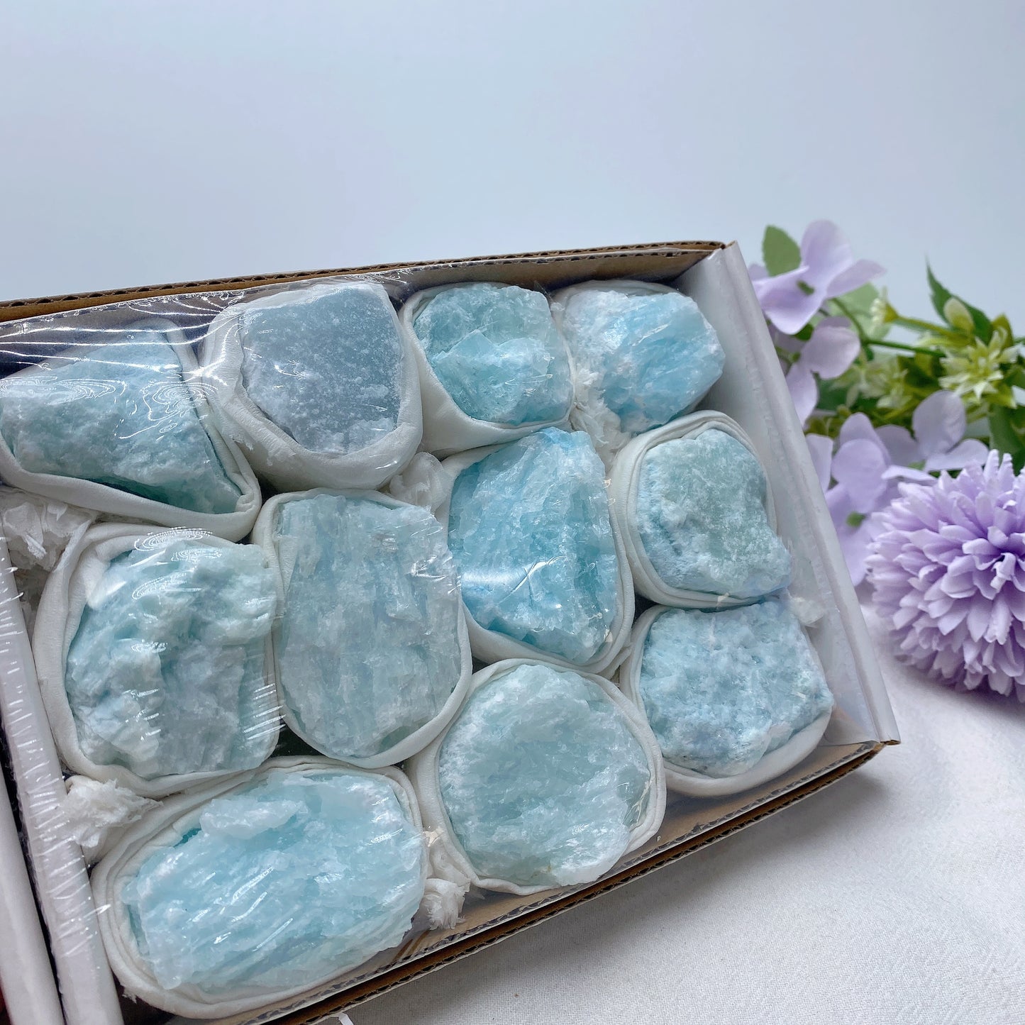 Blue Aragonite Raw Stone Collection Box Crystal Healing Bulk Wholesale