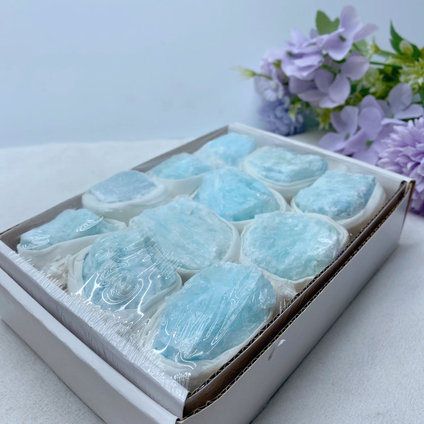 Blue Aragonite Raw Stone Collection Box Crystal Healing Bulk Wholesale